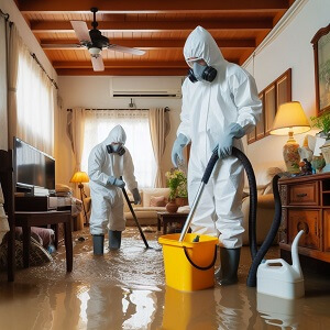 Limpieza por inundación de aguas fecales